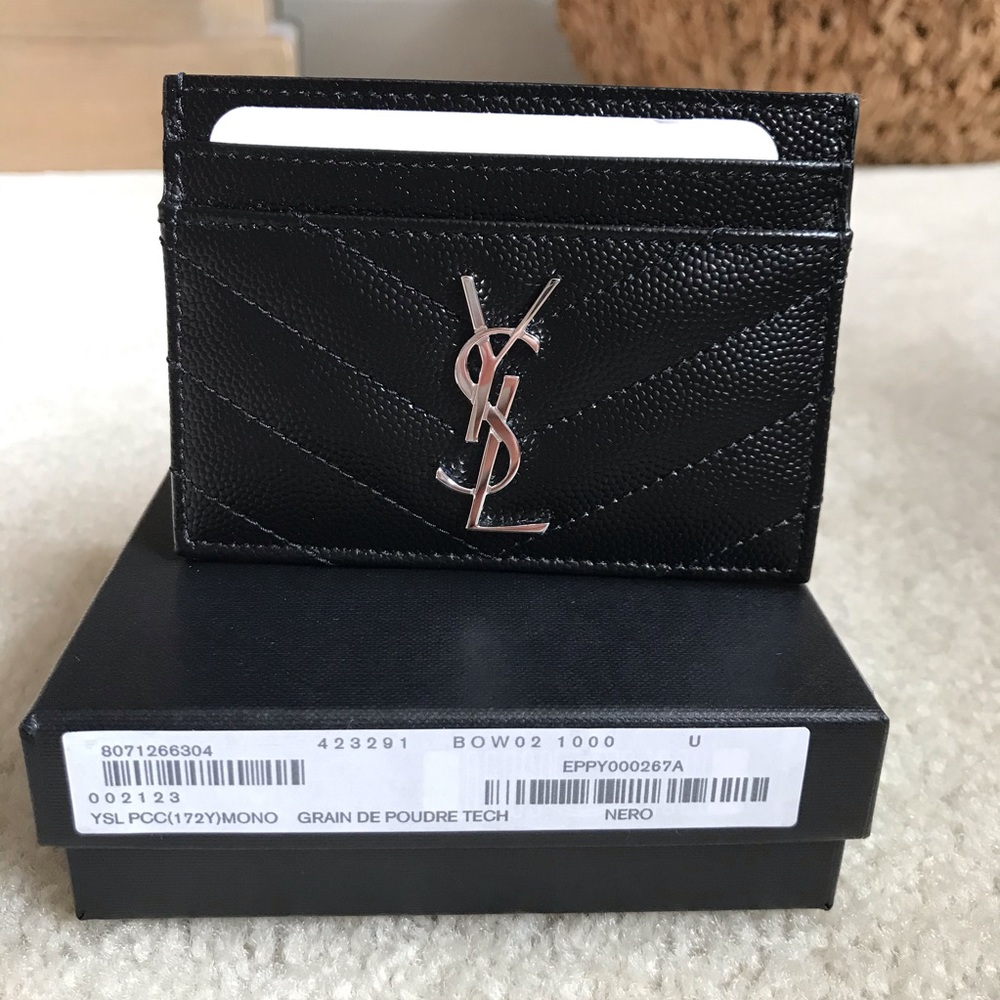 SAINT LAURENT MONOGRAM LEATHER CARD HOLDER